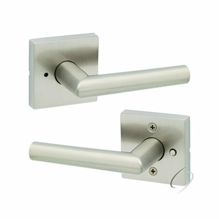 KWIKSET Milan Lever with Square Rose Privacy Door Lock with 6AL Latch and RCS Strike Satin Nickel Finish 730MILSQT-15